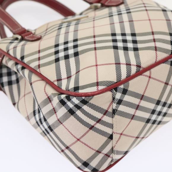 BURBERRY Nova Check Blue Label Hand Bag Canvas Beige Red Auth 46683 - Picture 14 of 16